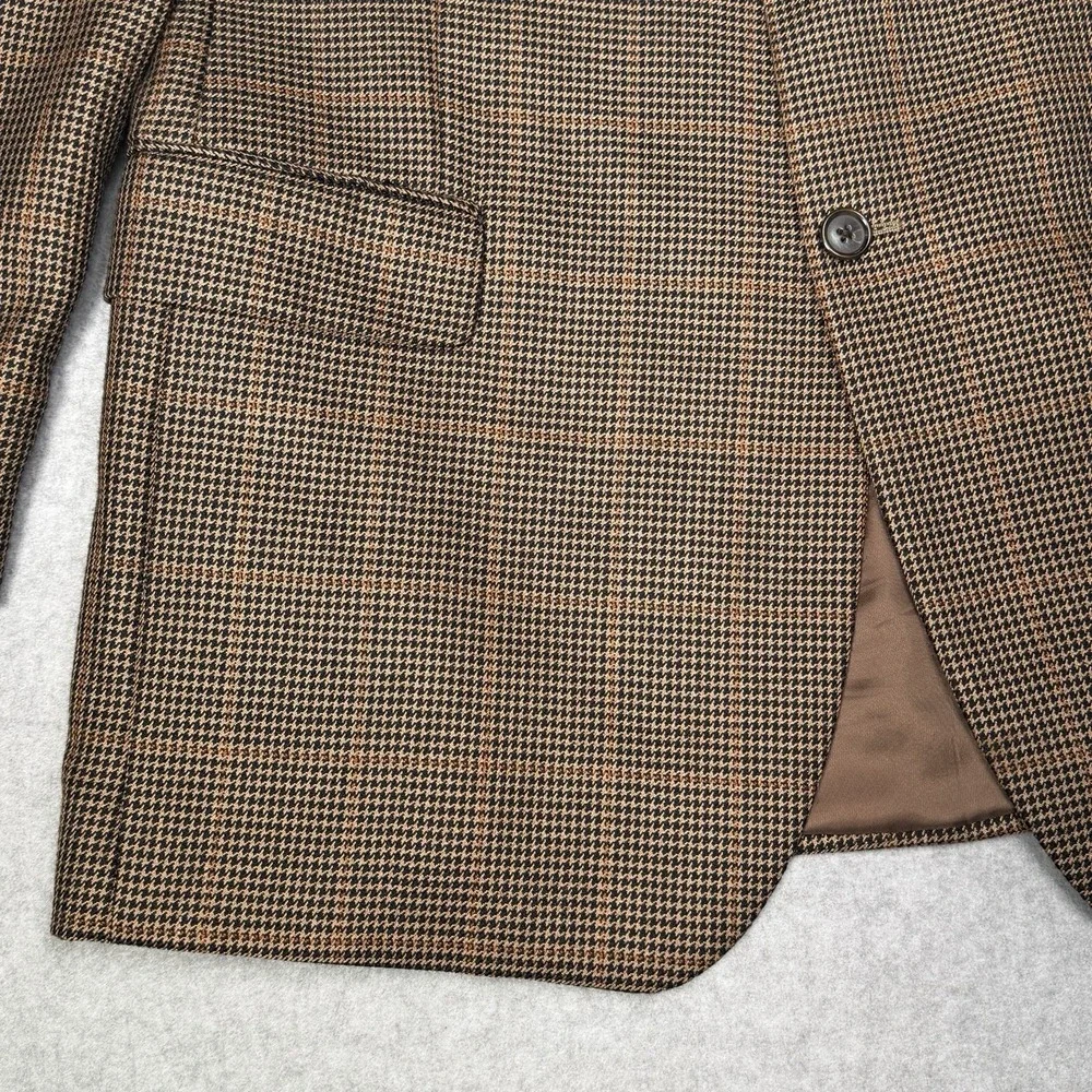 Jos A Bank Signature Sport Coat Mens 44 R Houndstooth Windowpane Silk Camel Hair